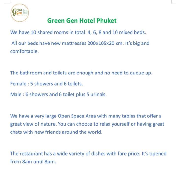 Green Gen Hotel, Mueang Phuket Ban Lo Ti Pa Eksteriør bilde